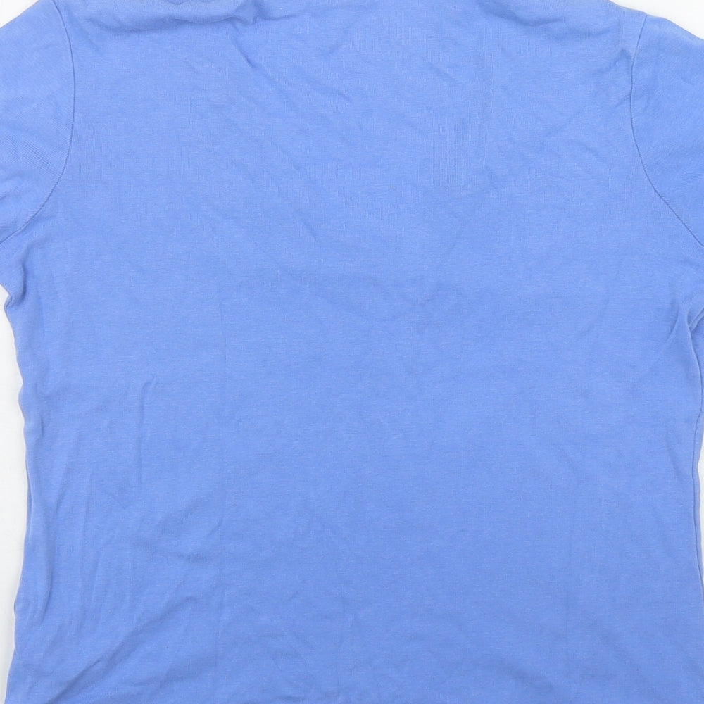Marks and Spencer Womens Blue  Cotton Basic T-Shirt Size 14 V-Neck