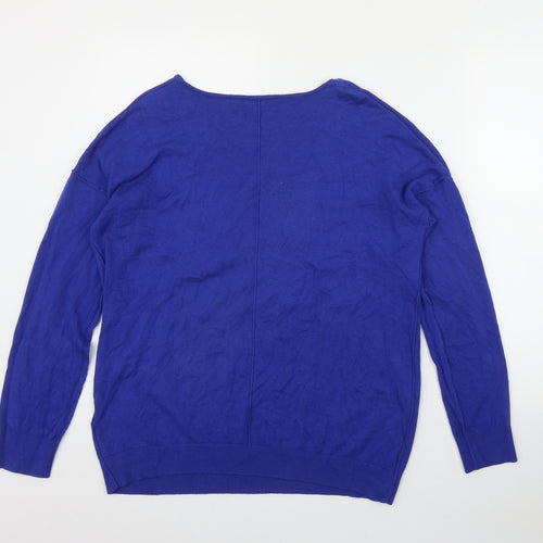 South Womens Blue V-Neck  Viscose Pullover Jumper Size 12