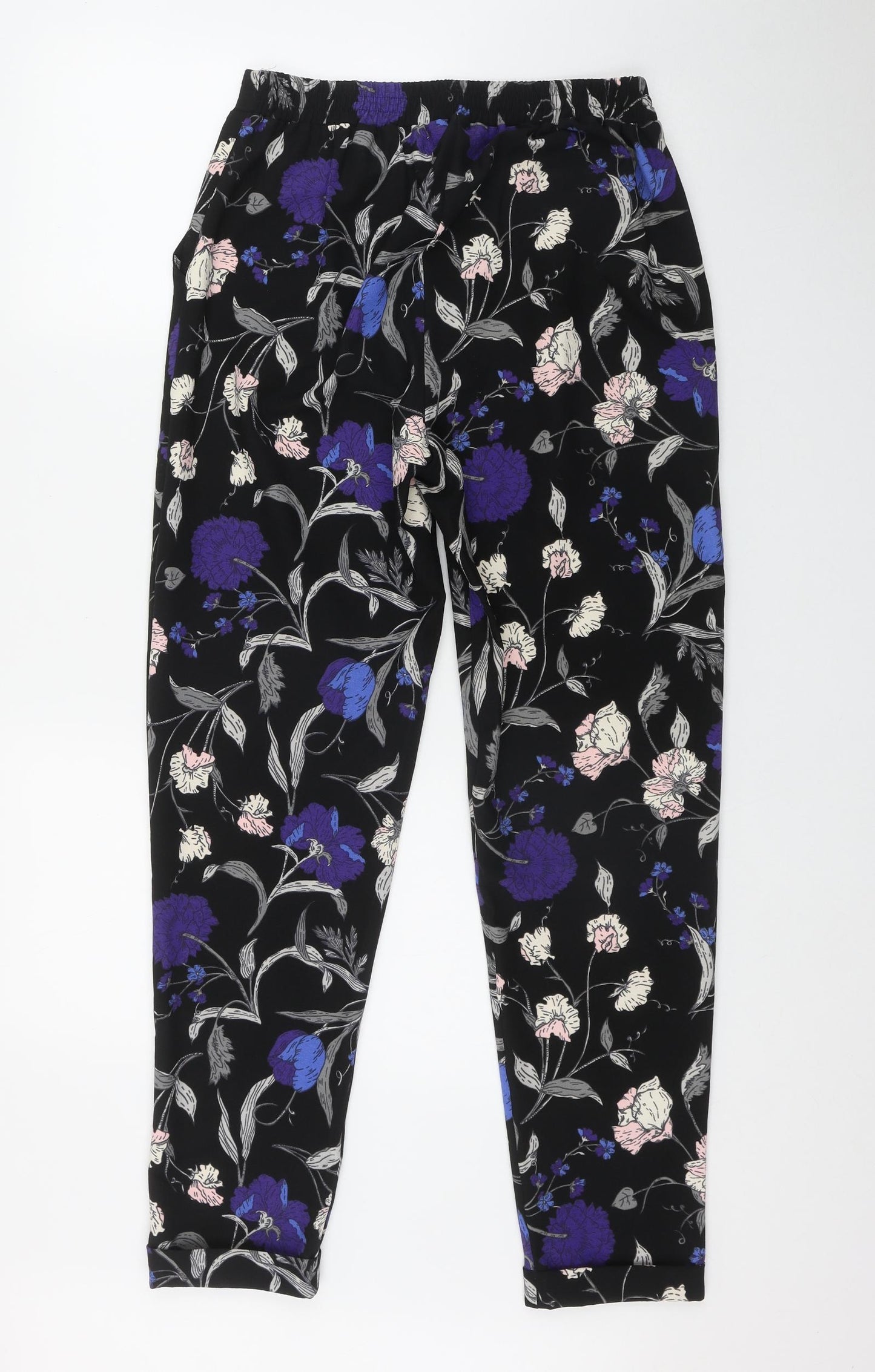 Dorothy Perkins Womens Black Floral Polyester Trousers  Size 10 L31 in Regular