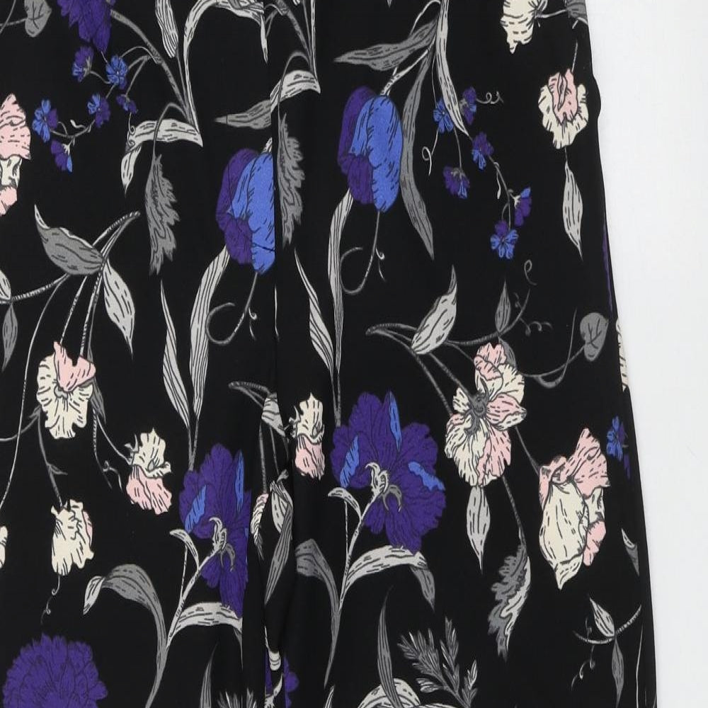 Dorothy Perkins Womens Black Floral Polyester Trousers  Size 10 L31 in Regular