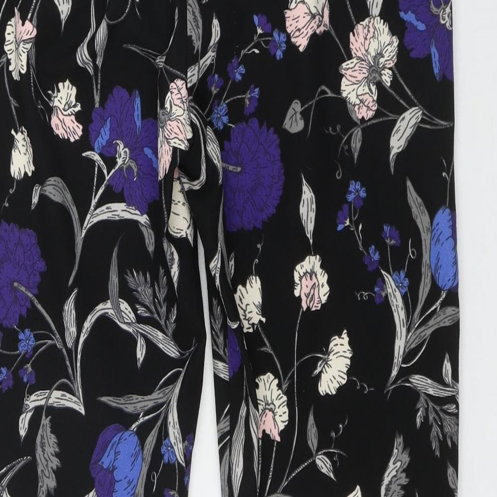 Dorothy Perkins Womens Black Floral Polyester Trousers  Size 10 L31 in Regular