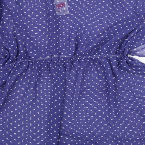 Peacocks Womens Purple Polka Dot Polyester Tunic T-Shirt Size S V-Neck