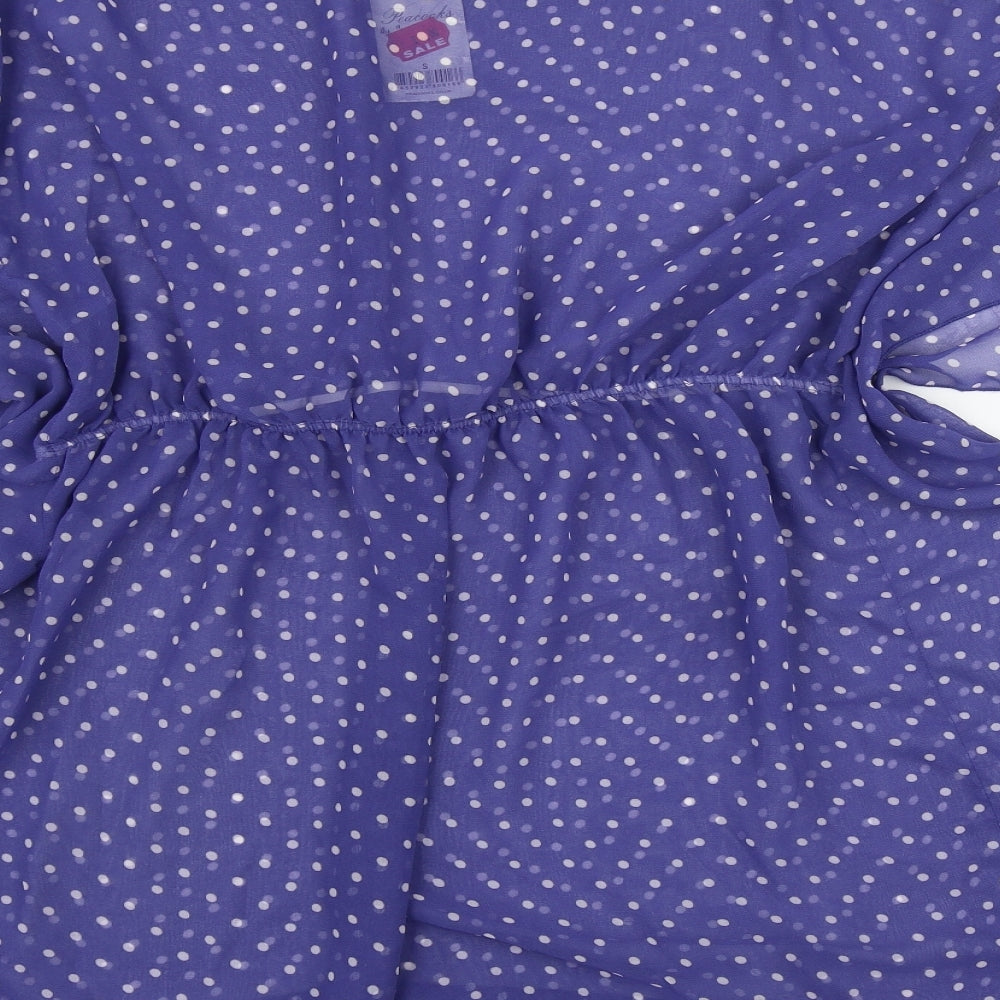 Peacocks Womens Purple Polka Dot Polyester Tunic T-Shirt Size S V-Neck