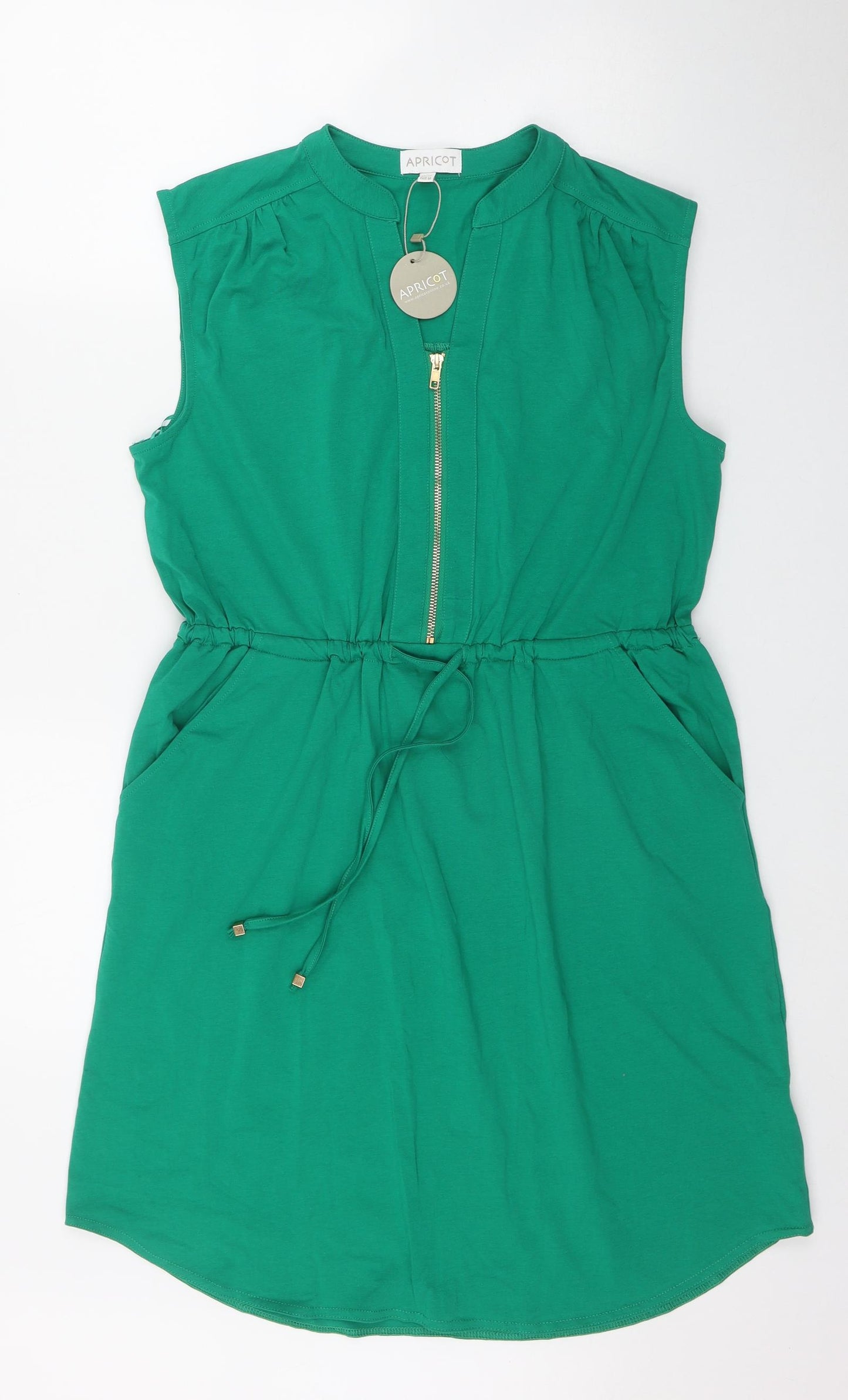 Apricot Womens Green  Cotton A-Line  Size 12  V-Neck Zip