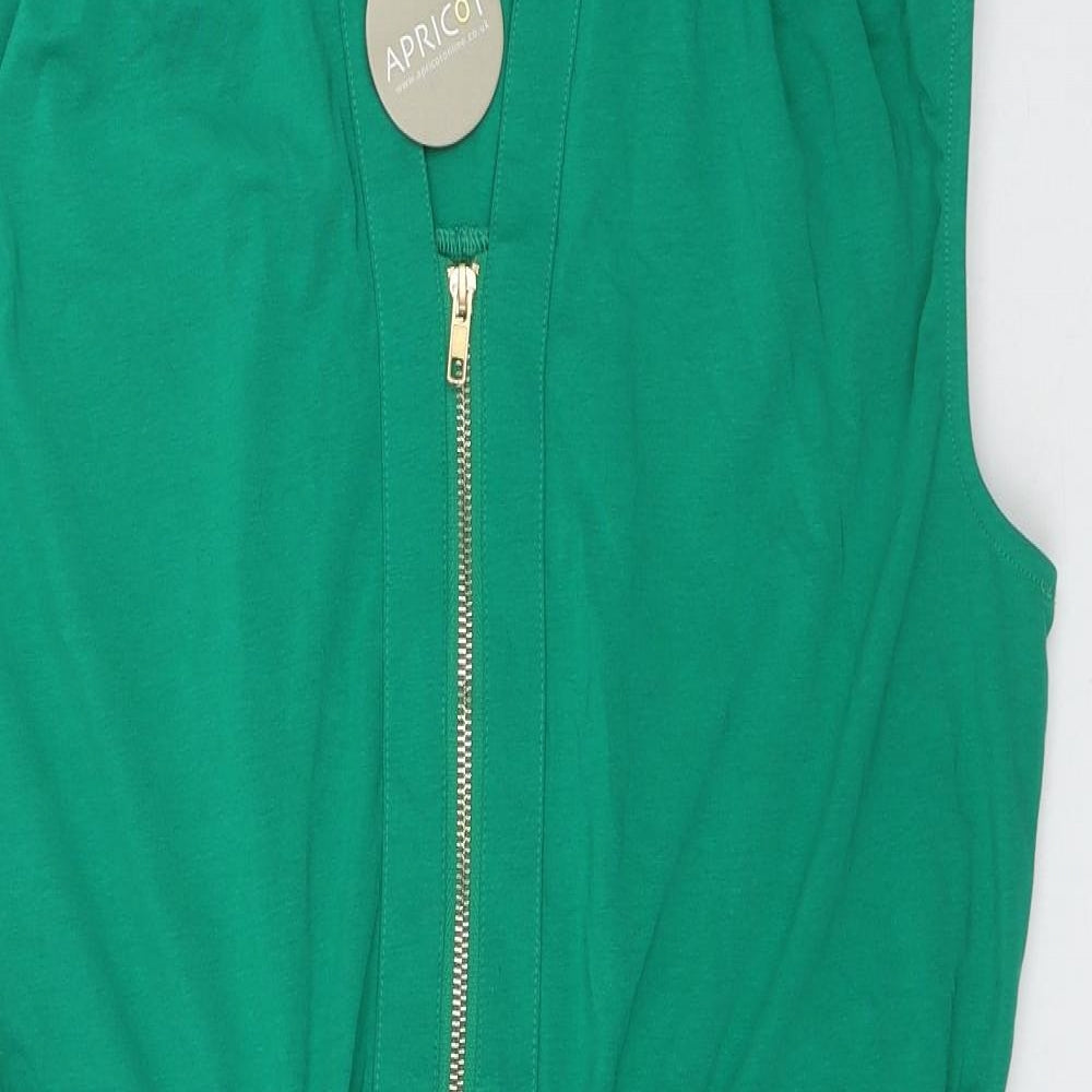 Apricot Womens Green  Cotton A-Line  Size 12  V-Neck Zip