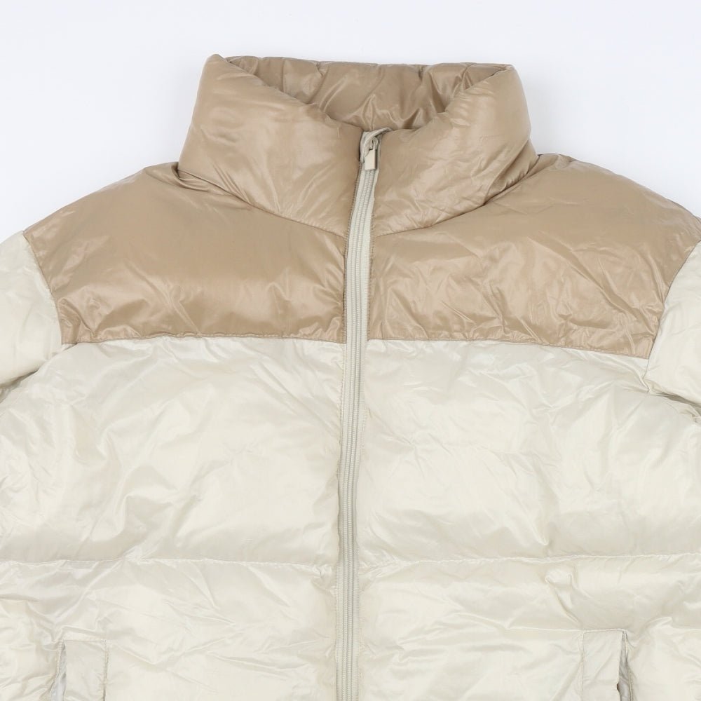 PRETTYLITTLETHING Womens Beige   Puffer Jacket Coat Size M  Zip
