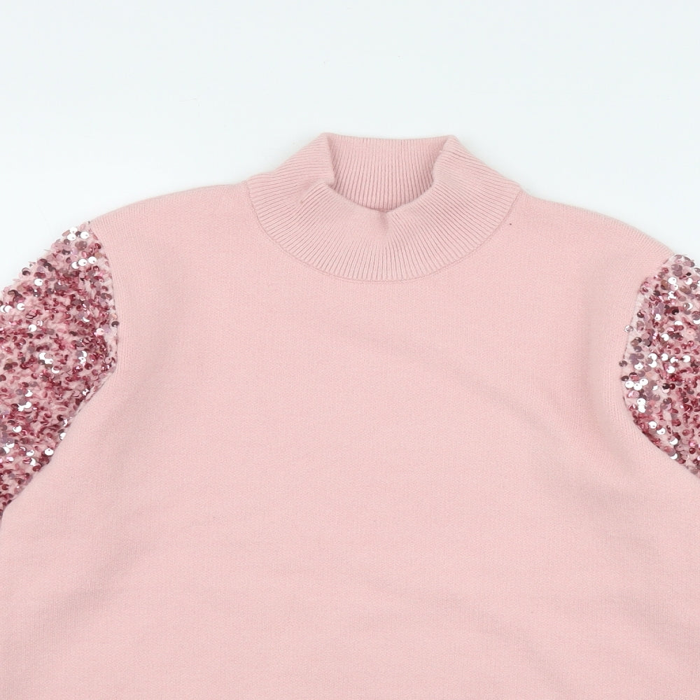 Dunnes Stores Womens Pink High Neck  Viscose Pullover Jumper Size 6