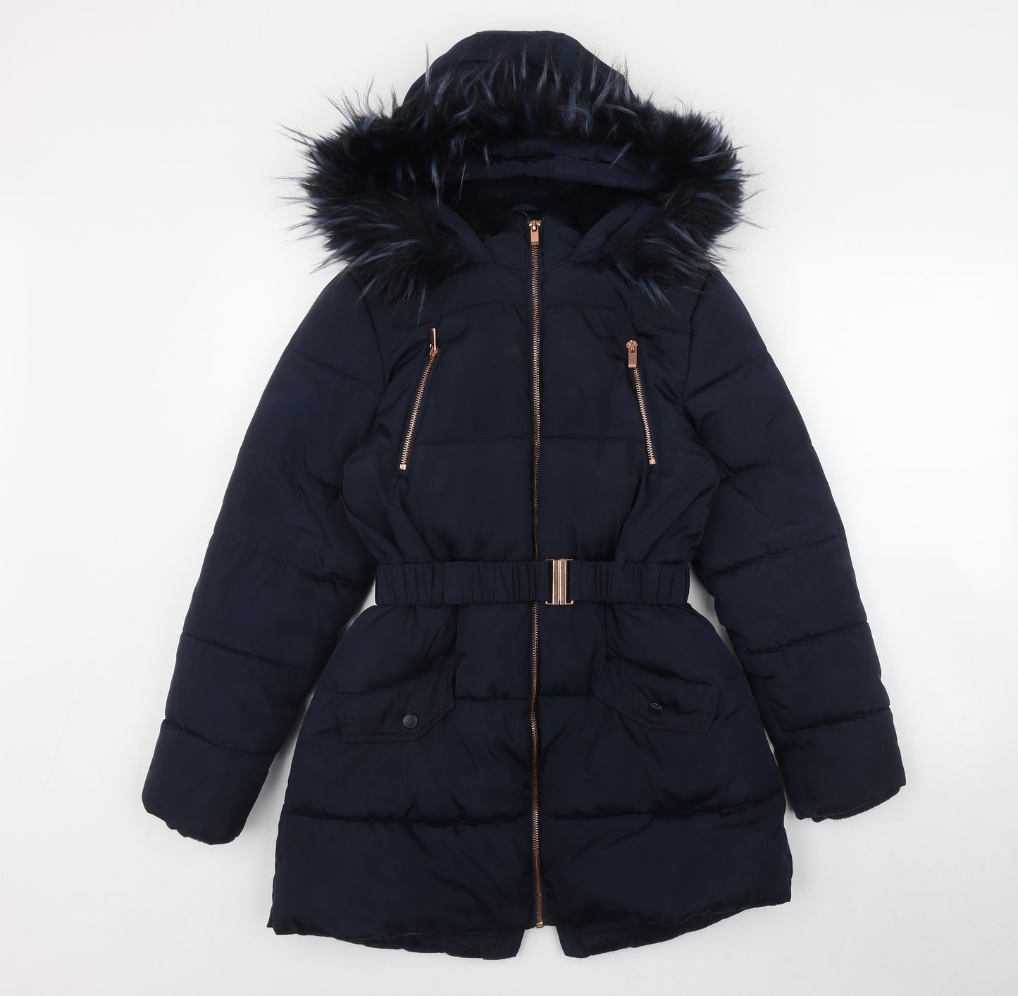 Matalan Girls Blue   Puffer Jacket Coat Size 12 Years  Zip