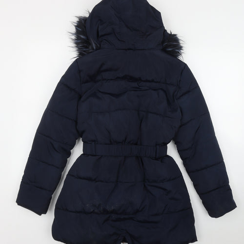 Matalan Girls Blue   Puffer Jacket Coat Size 12 Years  Zip