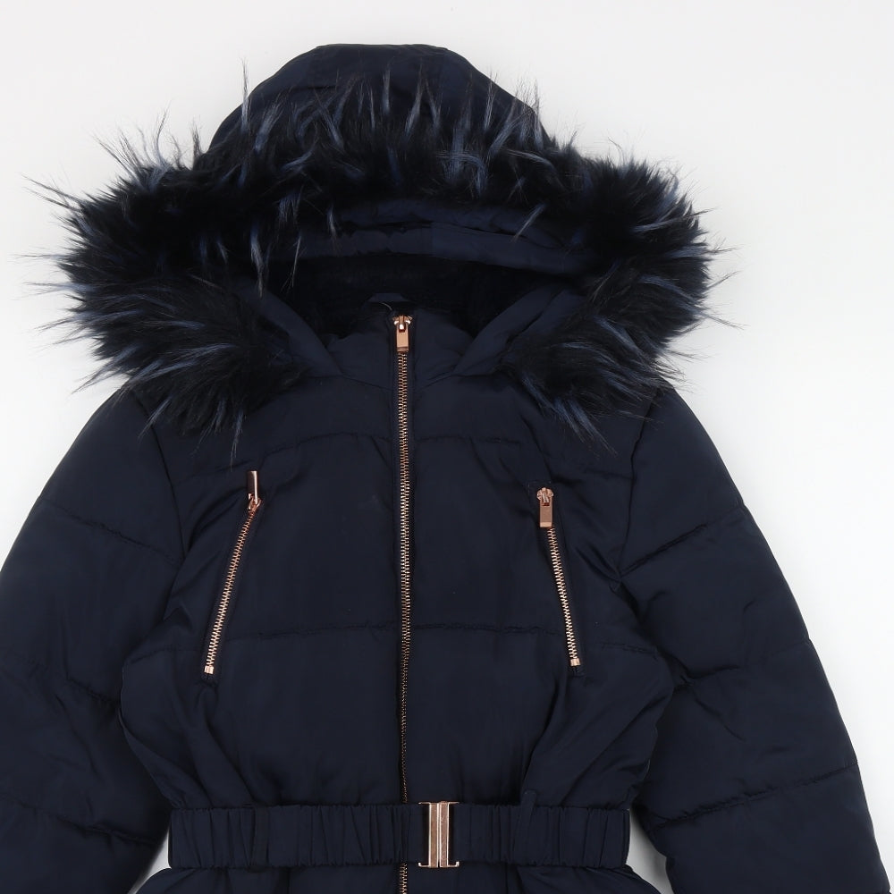 Matalan Girls Blue   Puffer Jacket Coat Size 12 Years  Zip