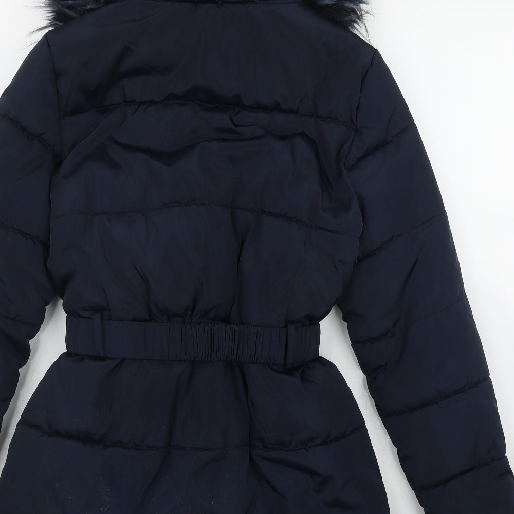 Matalan Girls Blue   Puffer Jacket Coat Size 12 Years  Zip