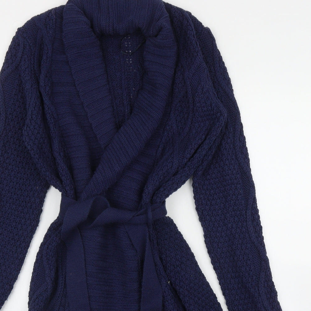 New Look Womens Blue Boat Neck  Acrylic Cardigan Jumper Size 12