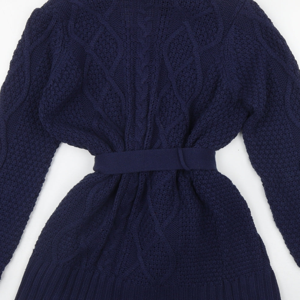 New Look Womens Blue Boat Neck  Acrylic Cardigan Jumper Size 12