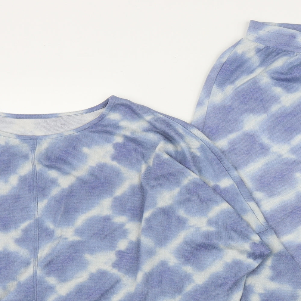 Dunnes Stores Womens Blue Solid Polyester Top Lounge Set Size M   - Tie Dye