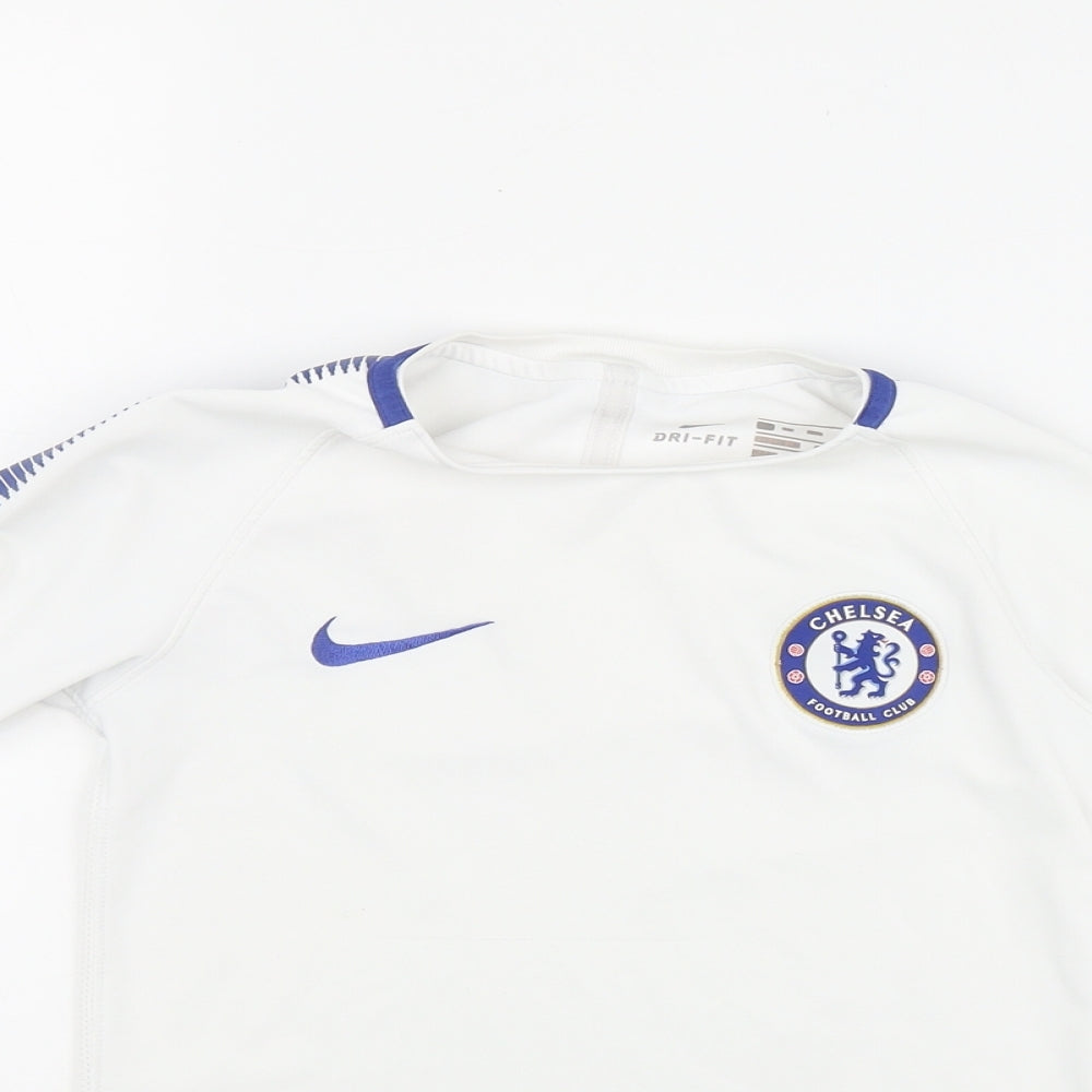 Nike Boys White  Polyester Basic T-Shirt Size 6-7 Years Round Neck Pullover - Chelsea FC