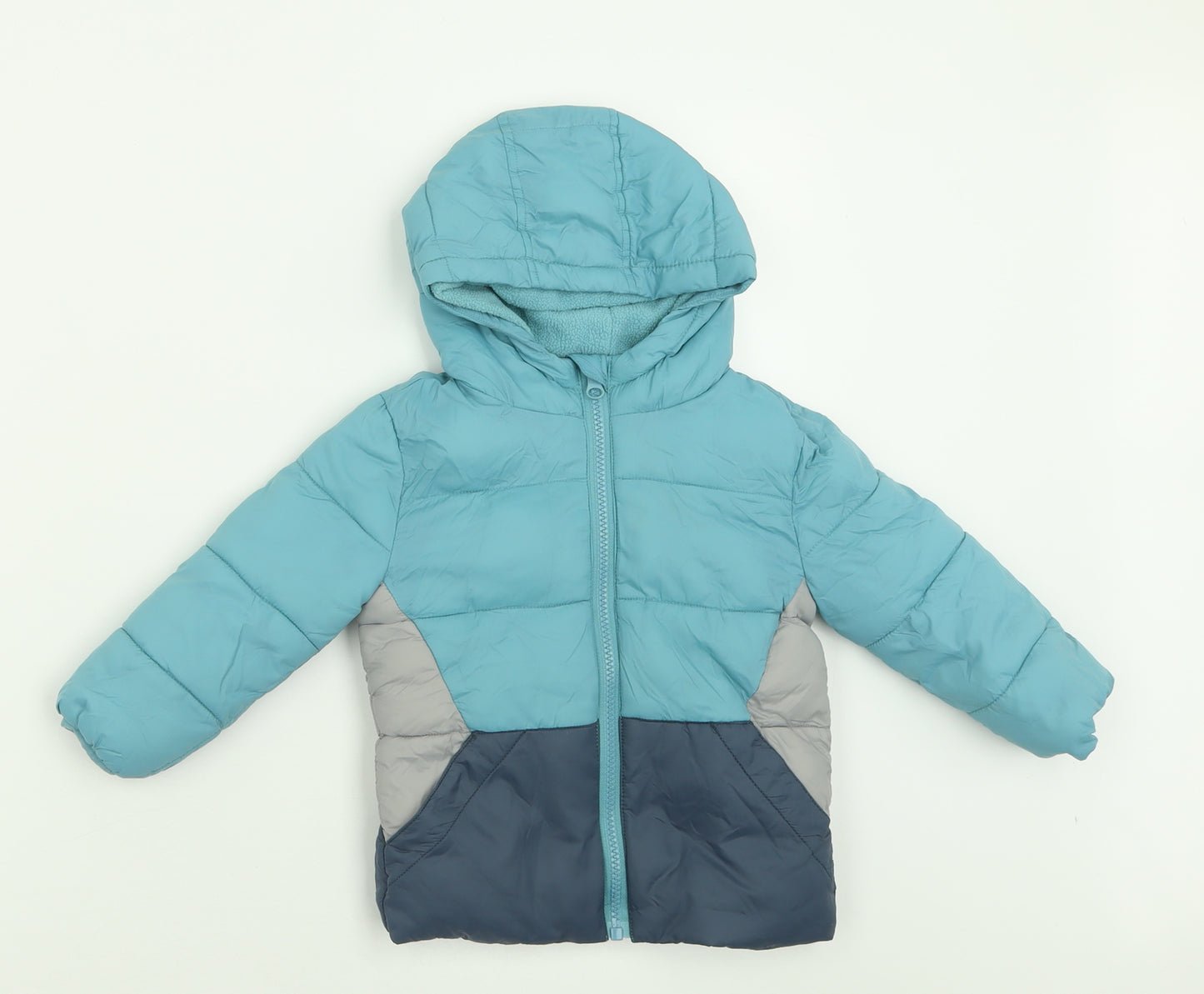Dunnes Stores Boys Blue   Basic Coat Coat Size 18-24 Months   Zip