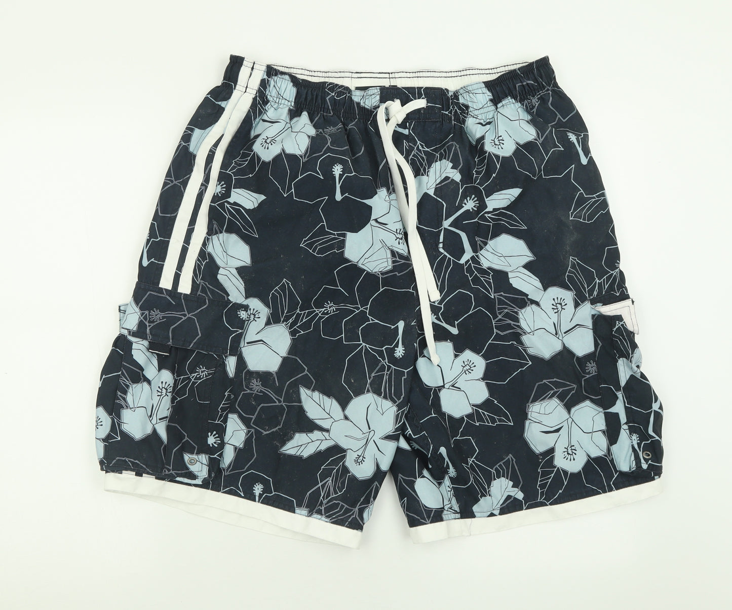 McKenzie Mens Blue Geometric Polyester Bermuda Shorts Size XL L9 in Regular Tie