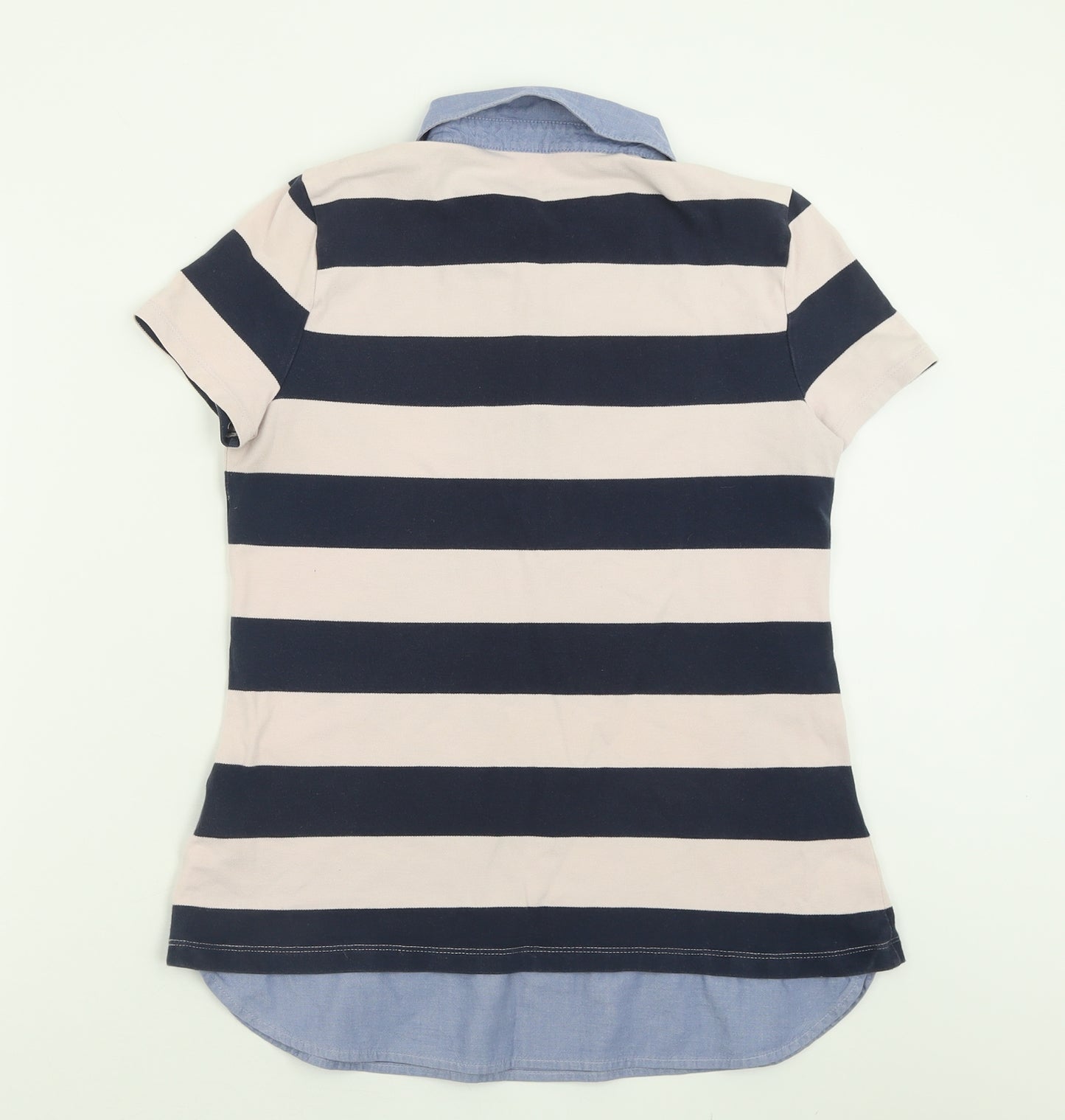 Tommy Hilfiger Womens Pink Striped Cotton Basic Polo Size M Collared