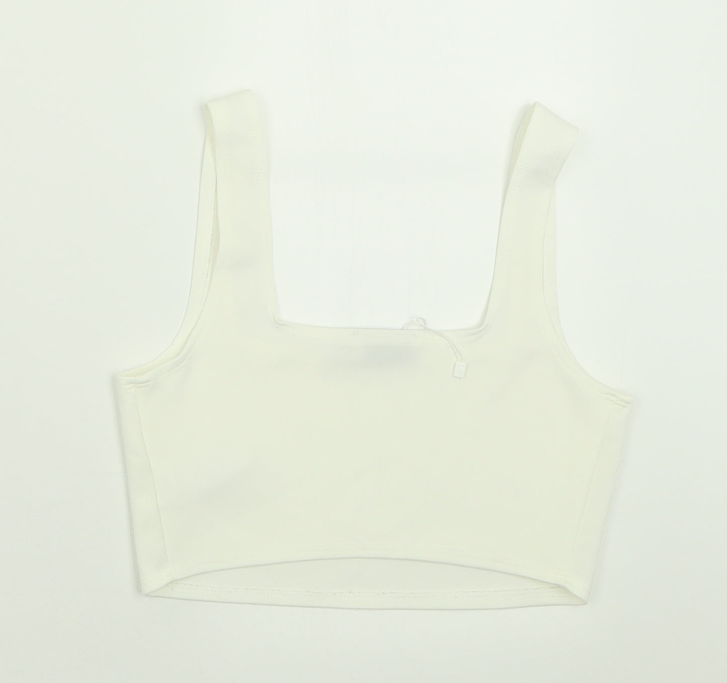 Flounce Womens White  Polyester Cropped Tank Size 10 Square Neck