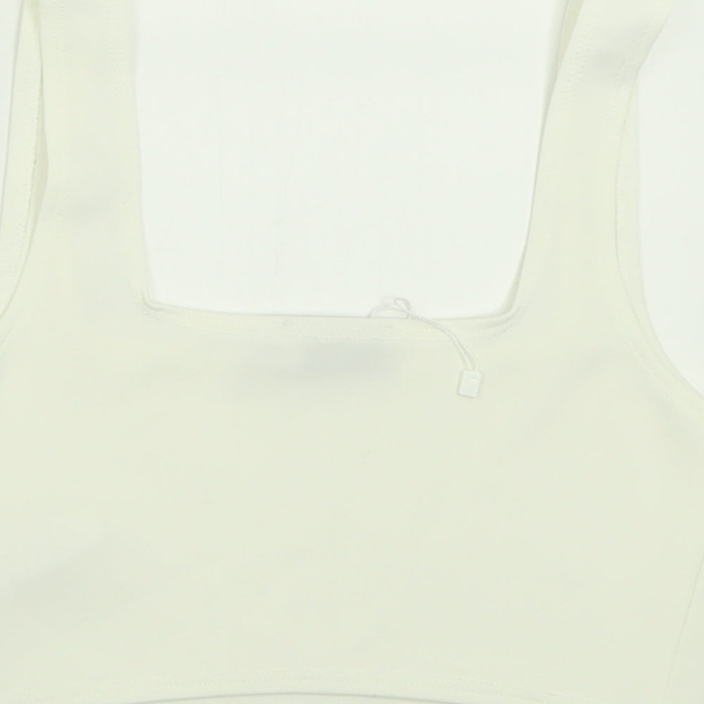 Flounce Womens White  Polyester Cropped Tank Size 10 Square Neck