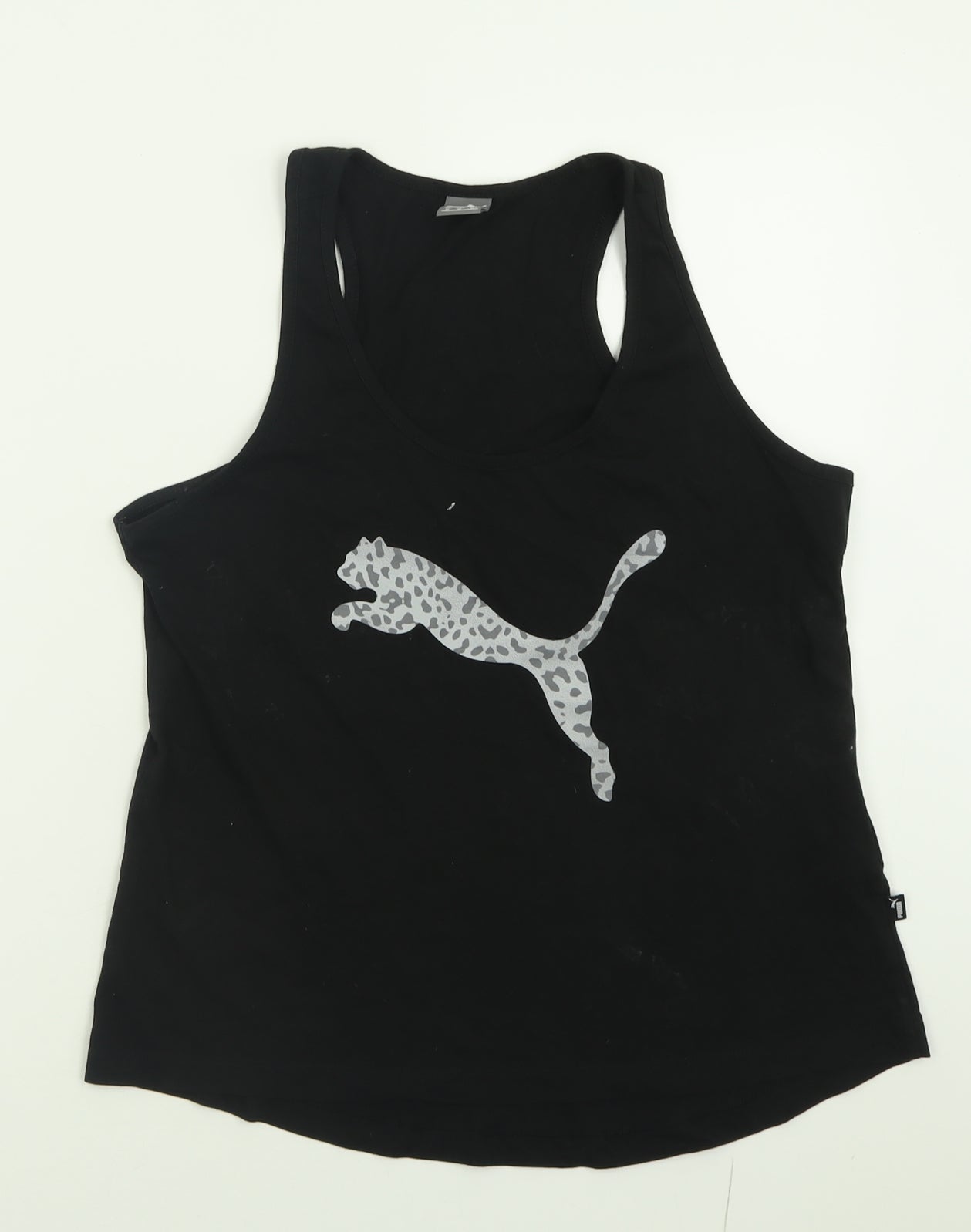 PUMA Womens Black  Cotton Basic Tank Size M Scoop Neck Pullover
