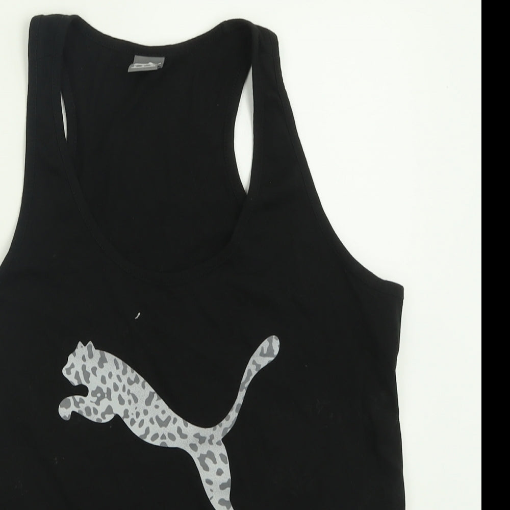PUMA Womens Black  Cotton Basic Tank Size M Scoop Neck Pullover