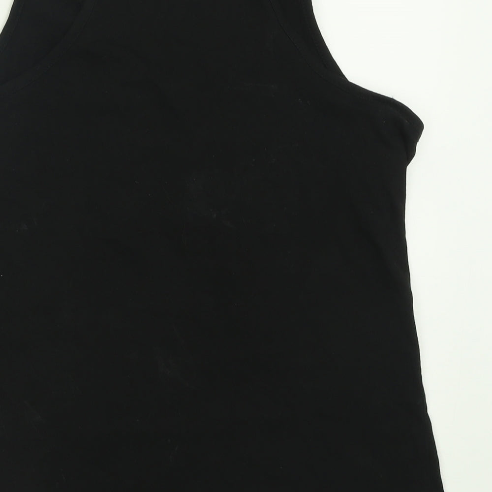 PUMA Womens Black  Cotton Basic Tank Size M Scoop Neck Pullover