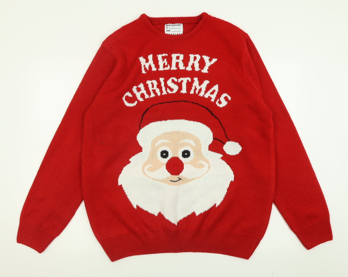 Primark Mens Red Crew Neck  Acrylic Pullover Jumper Size XL   - Christmas Jumper