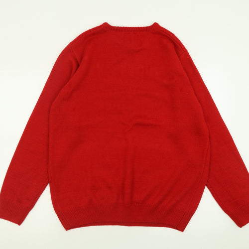 Primark Mens Red Crew Neck  Acrylic Pullover Jumper Size XL   - Christmas Jumper