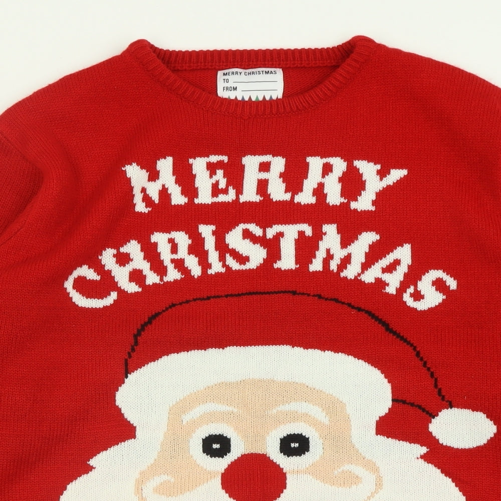 Primark Mens Red Crew Neck  Acrylic Pullover Jumper Size XL   - Christmas Jumper