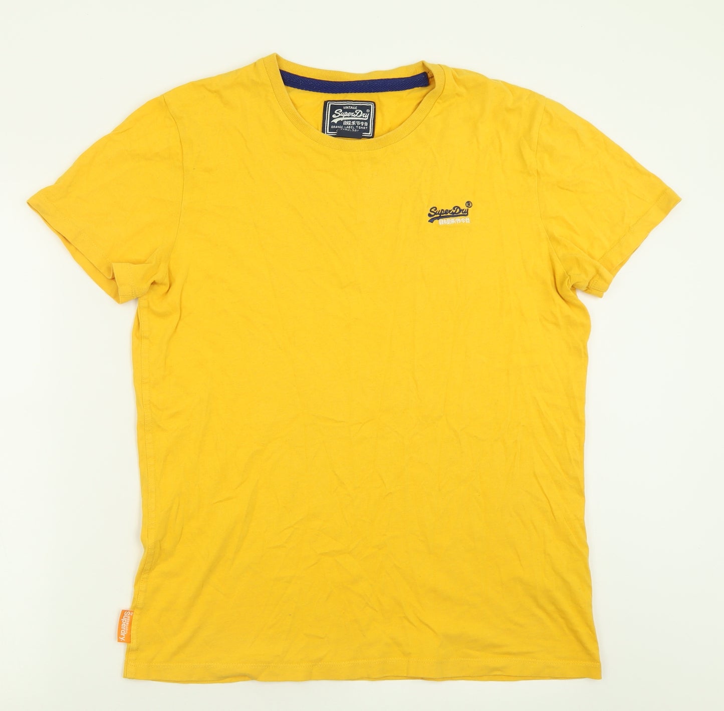 Superdry Mens Yellow  Cotton  T-Shirt Size L Crew Neck