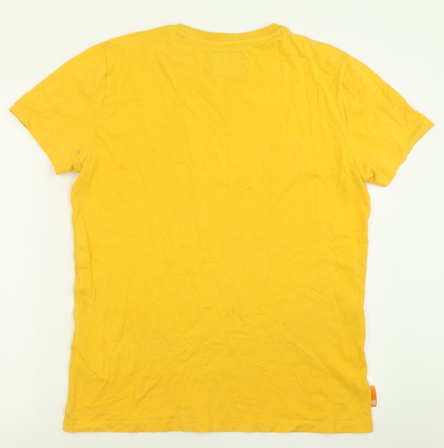 Superdry Mens Yellow  Cotton  T-Shirt Size L Crew Neck