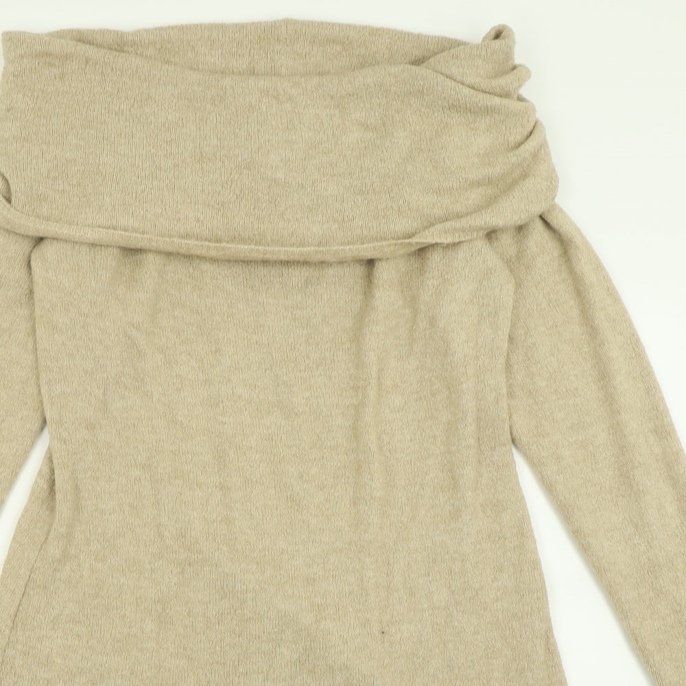h78m Womens Brown  Acrylic Jumper Dress  Size XL  Roll Neck Pullover