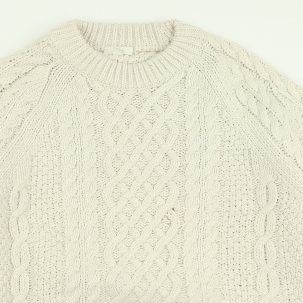 H&M Womens Ivory Crew Neck  Polyester Pullover Jumper Size XL