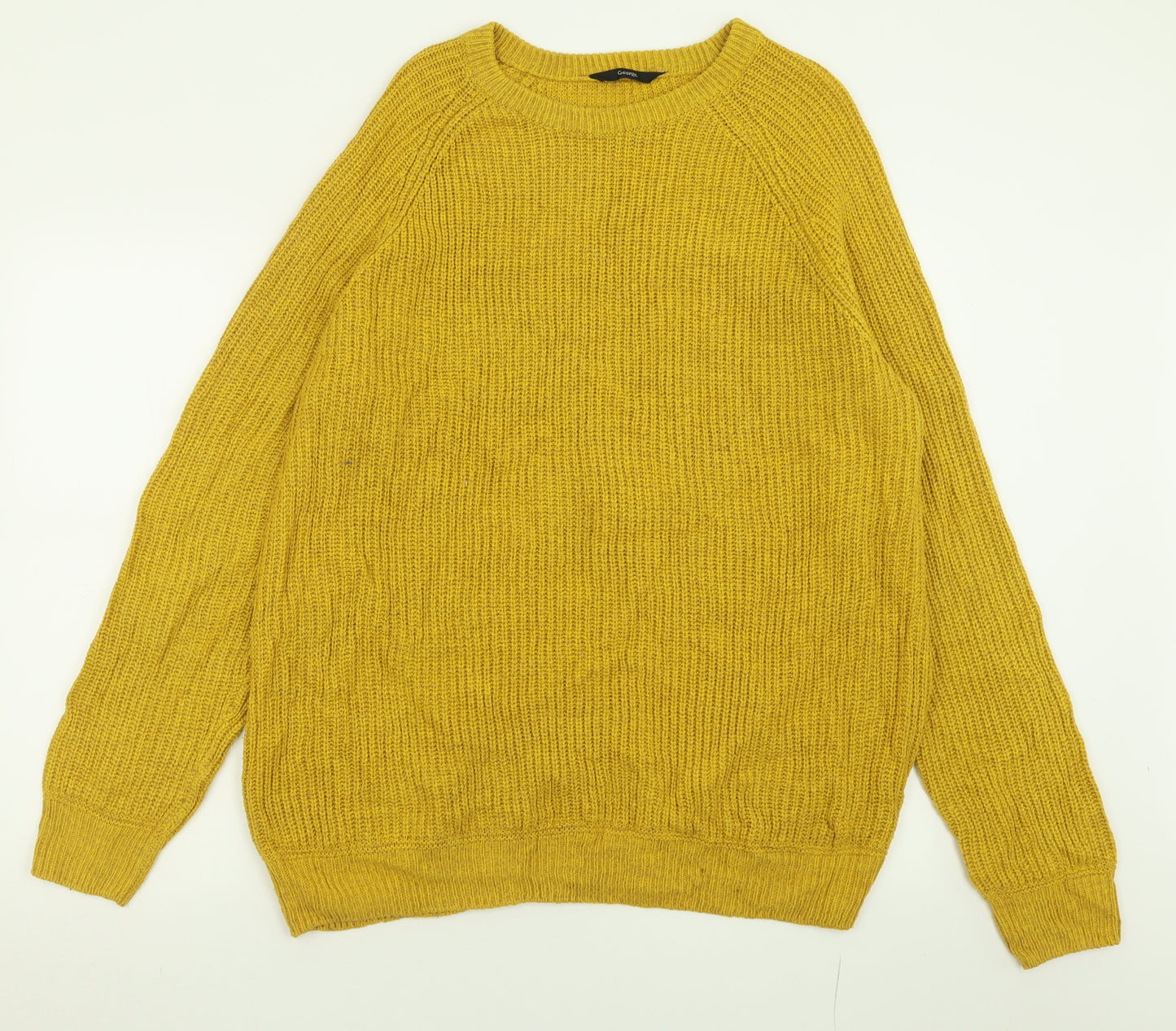 George Mens Yellow Crew Neck  Acrylic Pullover Jumper Size XL