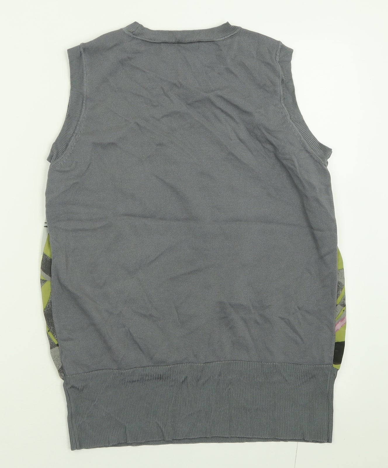 NEXT Womens Grey Crew Neck Geometric Viscose Vest Jumper Size 12