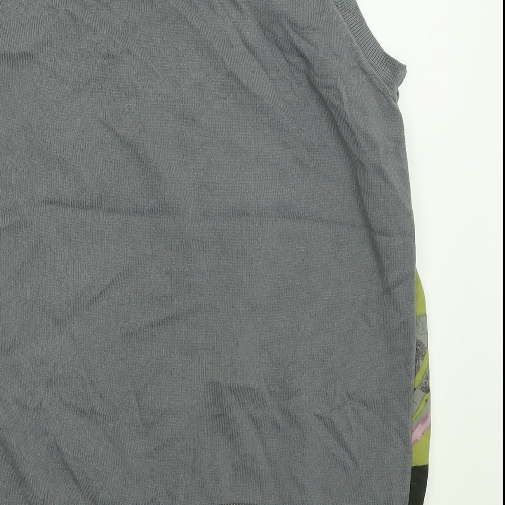 NEXT Womens Grey Crew Neck Geometric Viscose Vest Jumper Size 12