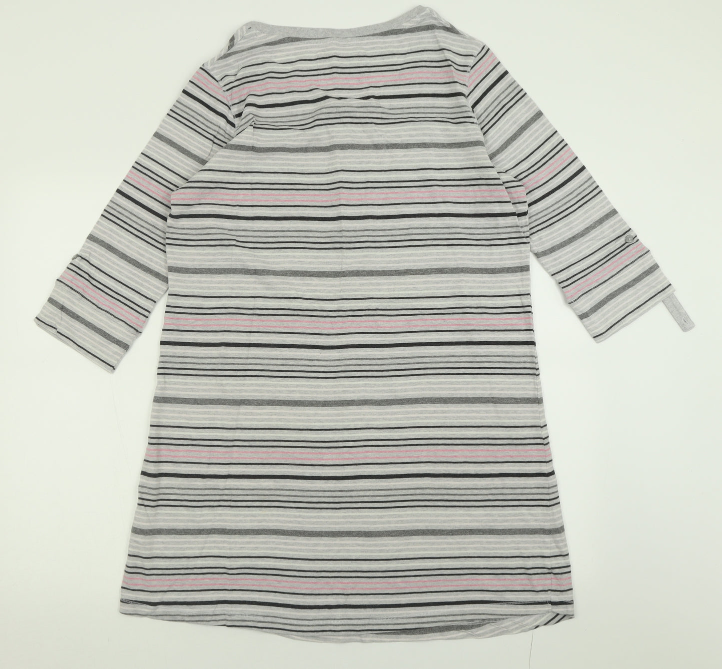 F&F Womens Grey Striped Cotton Cami Nightshirt Size 16