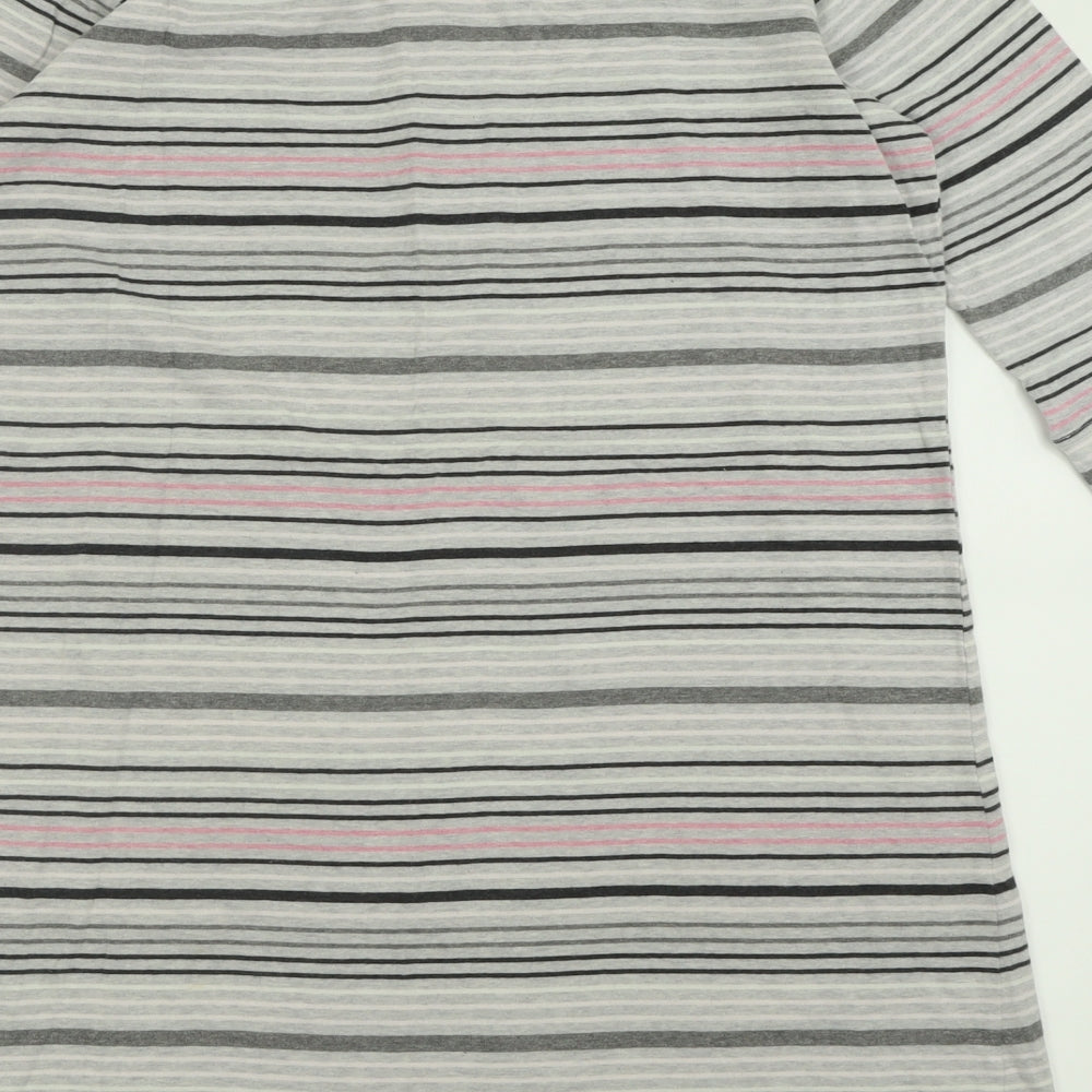 F&F Womens Grey Striped Cotton Cami Nightshirt Size 16