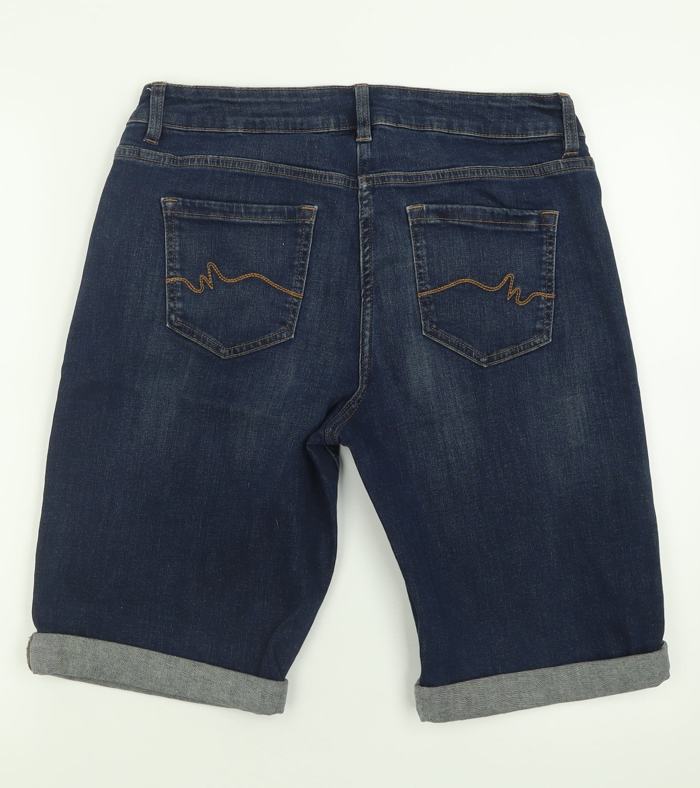 NEXT Womens Blue  Cotton Bermuda Shorts Size 14 L10 in Regular Button