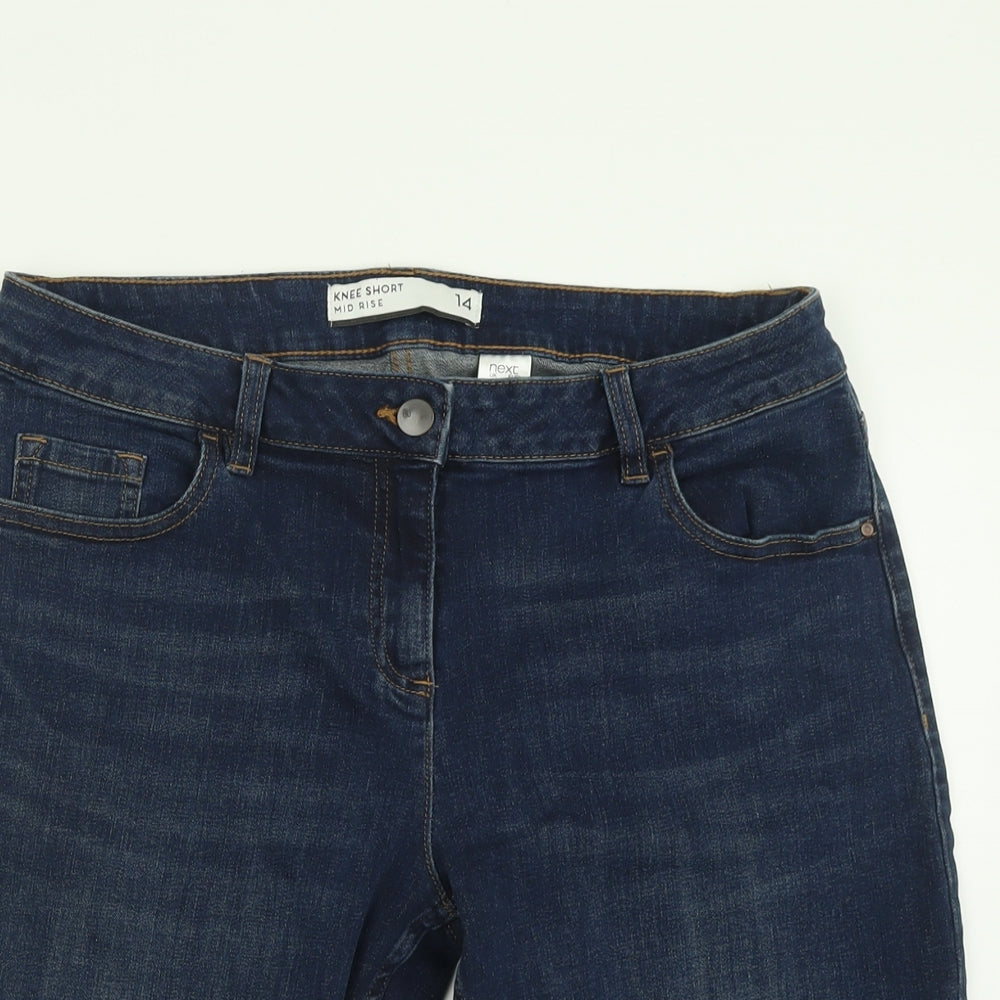 NEXT Womens Blue  Cotton Bermuda Shorts Size 14 L10 in Regular Button