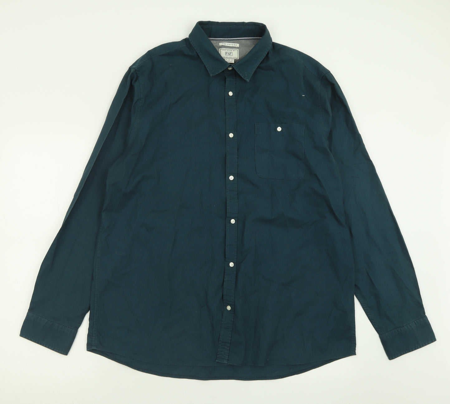 F&F Mens Green  Cotton  Button-Up Size XL Collared Button
