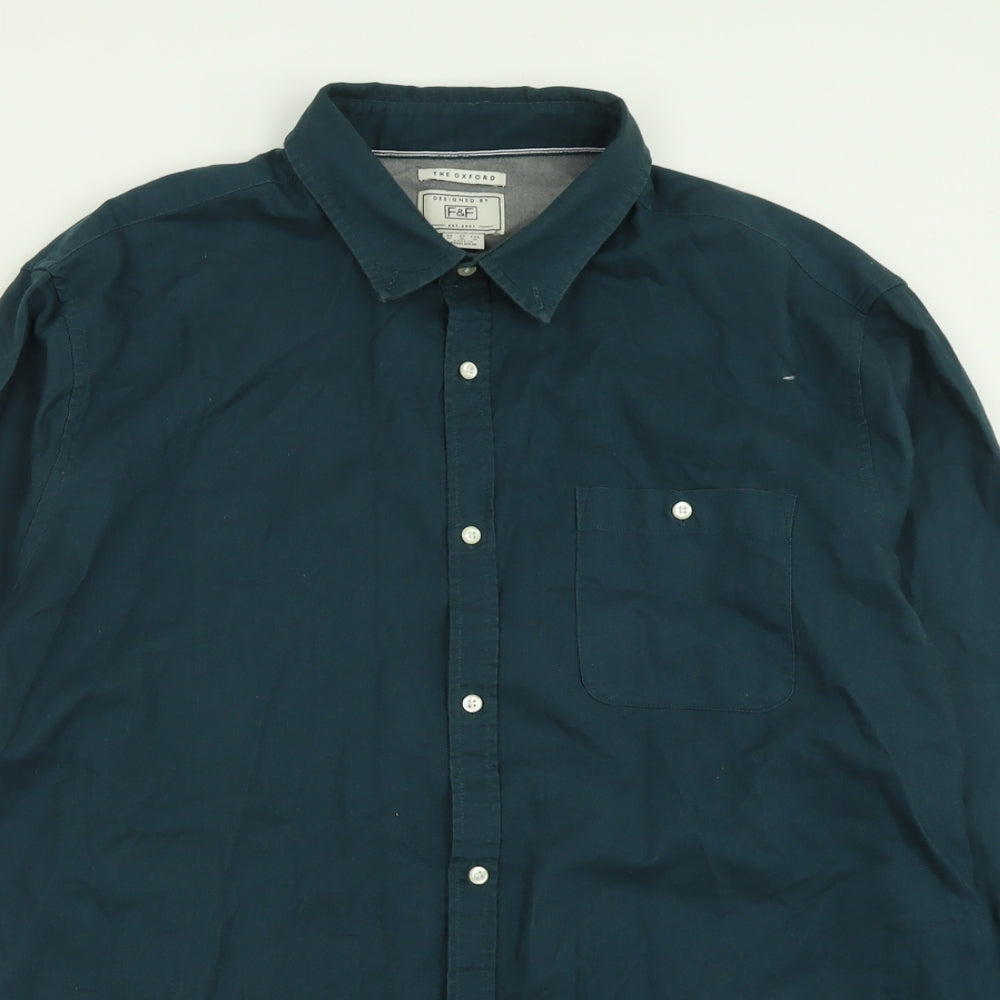 F&F Mens Green  Cotton  Button-Up Size XL Collared Button