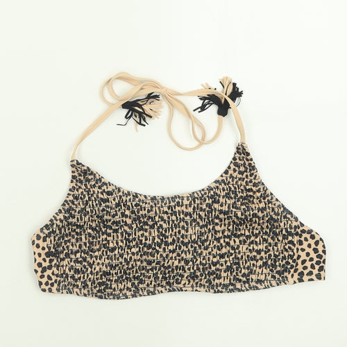 Matalan Womens Brown Animal Print Polyester Cropped Tank Size 12 Scoop Neck