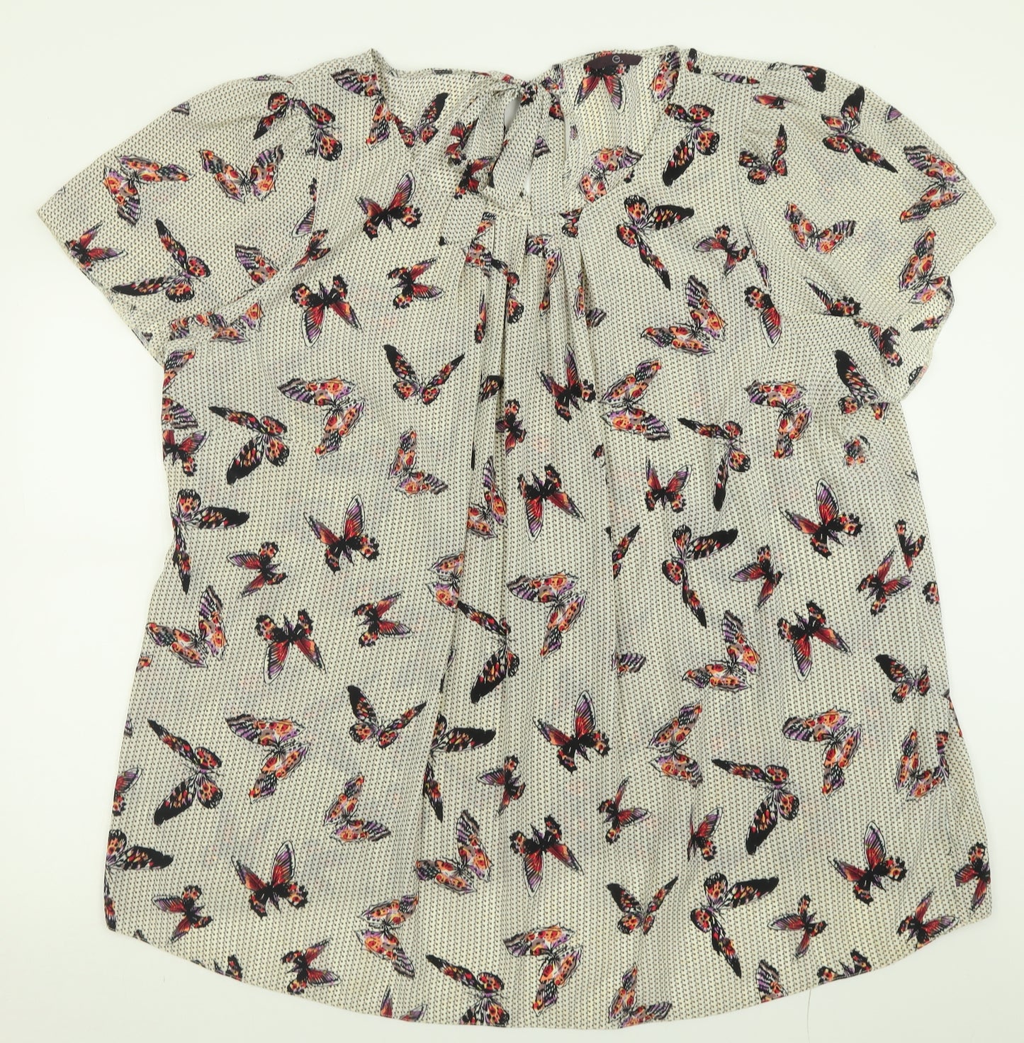 Evans Womens Multicoloured Geometric Polyester Basic T-Shirt Size 28 Crew Neck - Butterfly Print