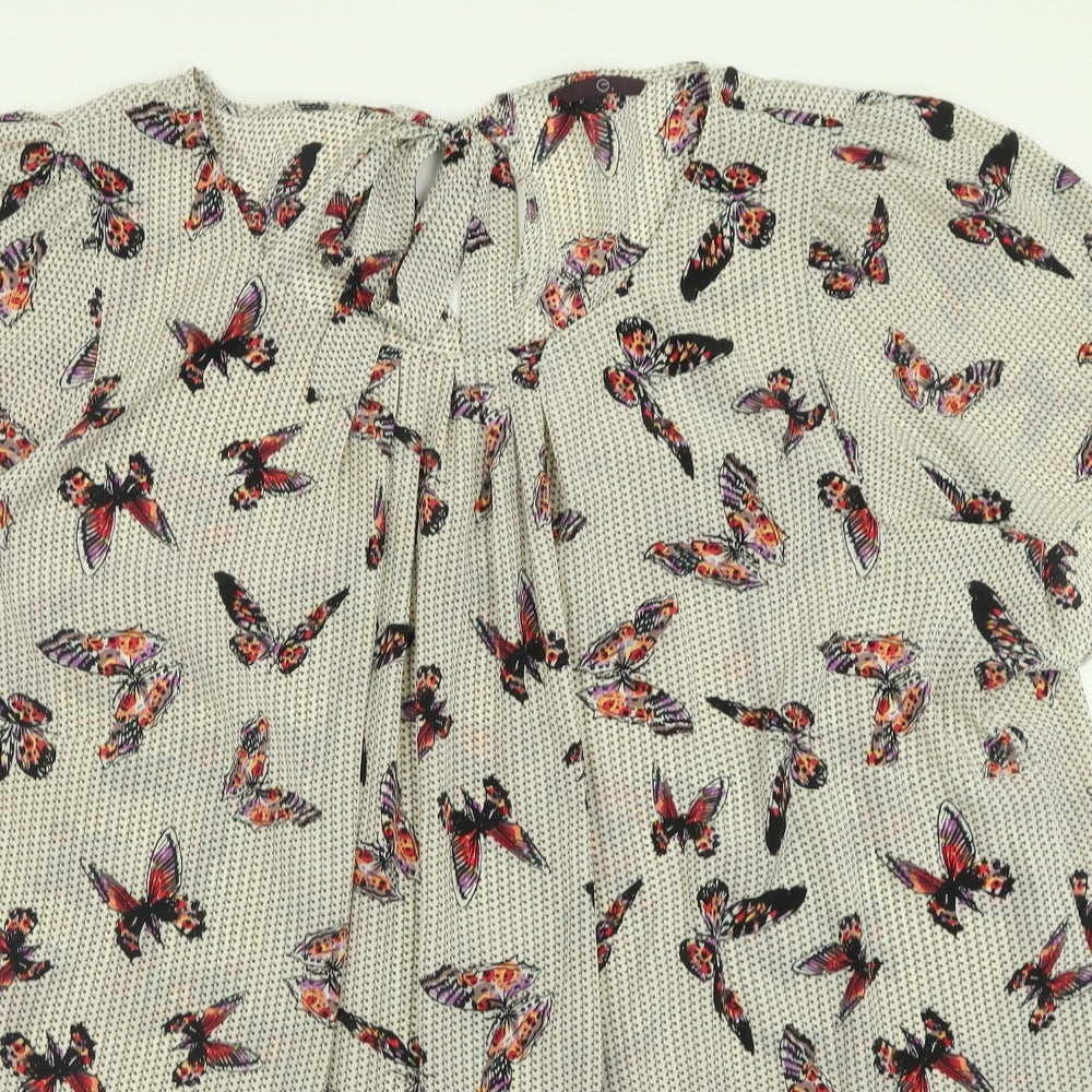 Evans Womens Multicoloured Geometric Polyester Basic T-Shirt Size 28 Crew Neck - Butterfly Print