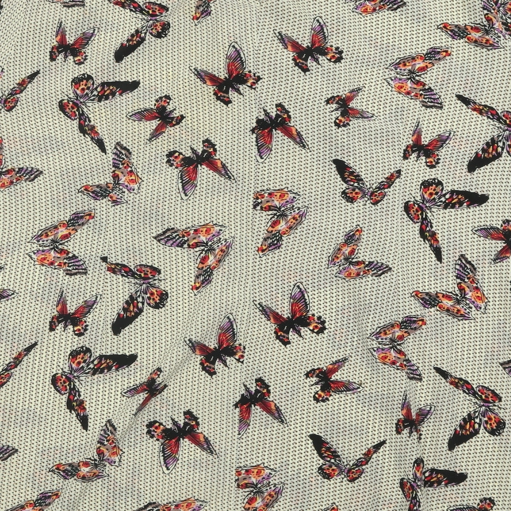 Evans Womens Multicoloured Geometric Polyester Basic T-Shirt Size 28 Crew Neck - Butterfly Print