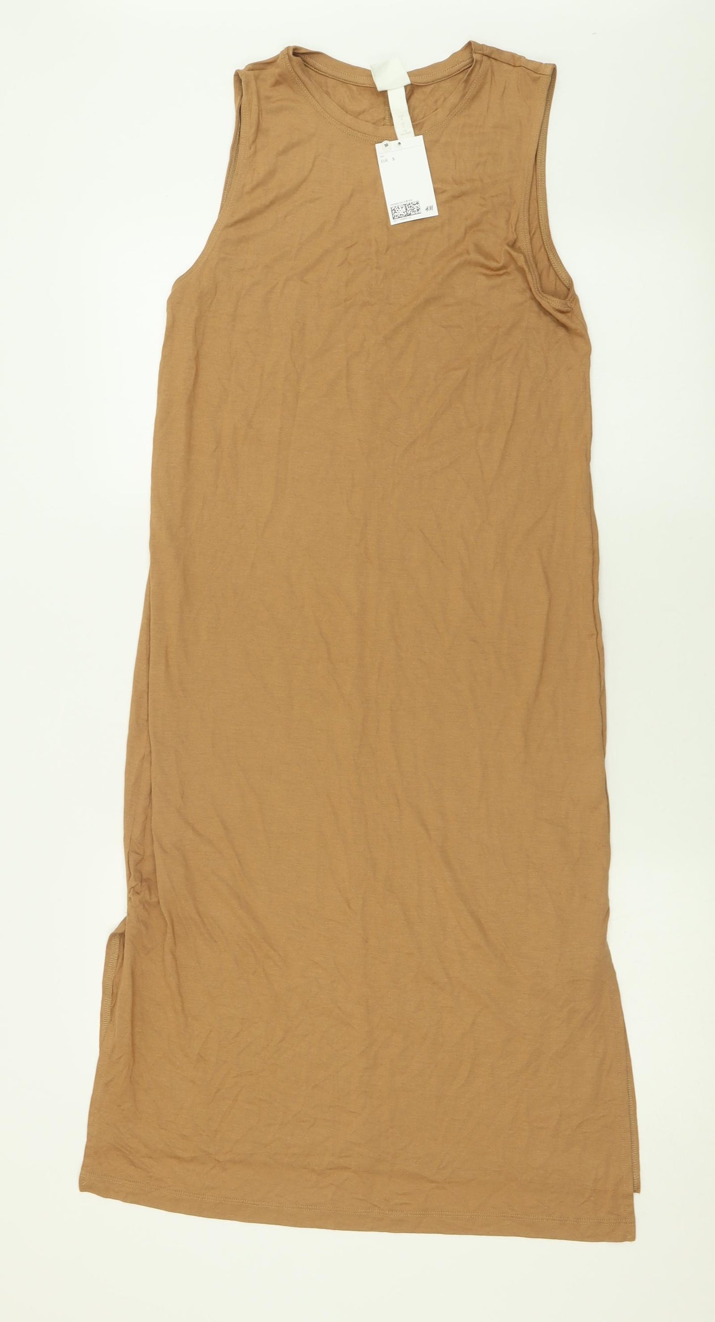 H&M Womens Brown  Viscose Tank Dress  Size S  Crew Neck Pullover