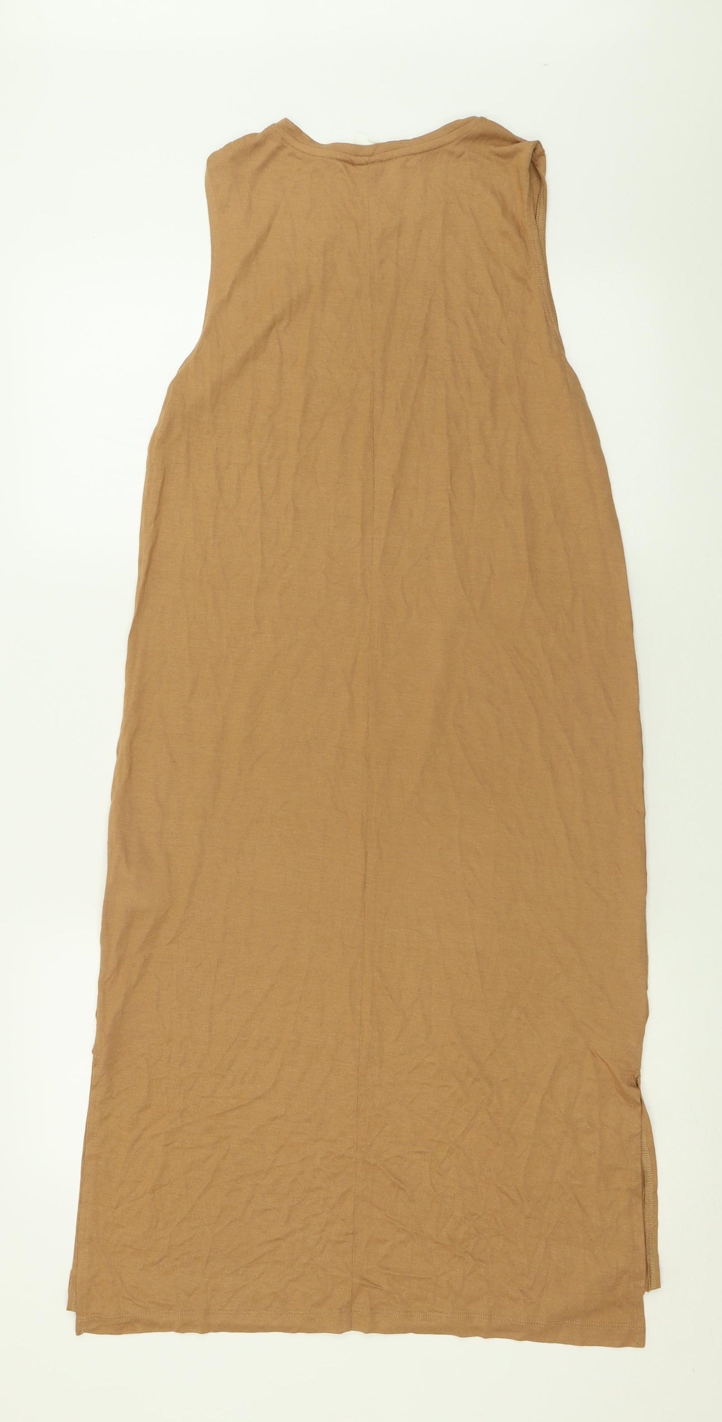 H&M Womens Brown  Viscose Tank Dress  Size S  Crew Neck Pullover