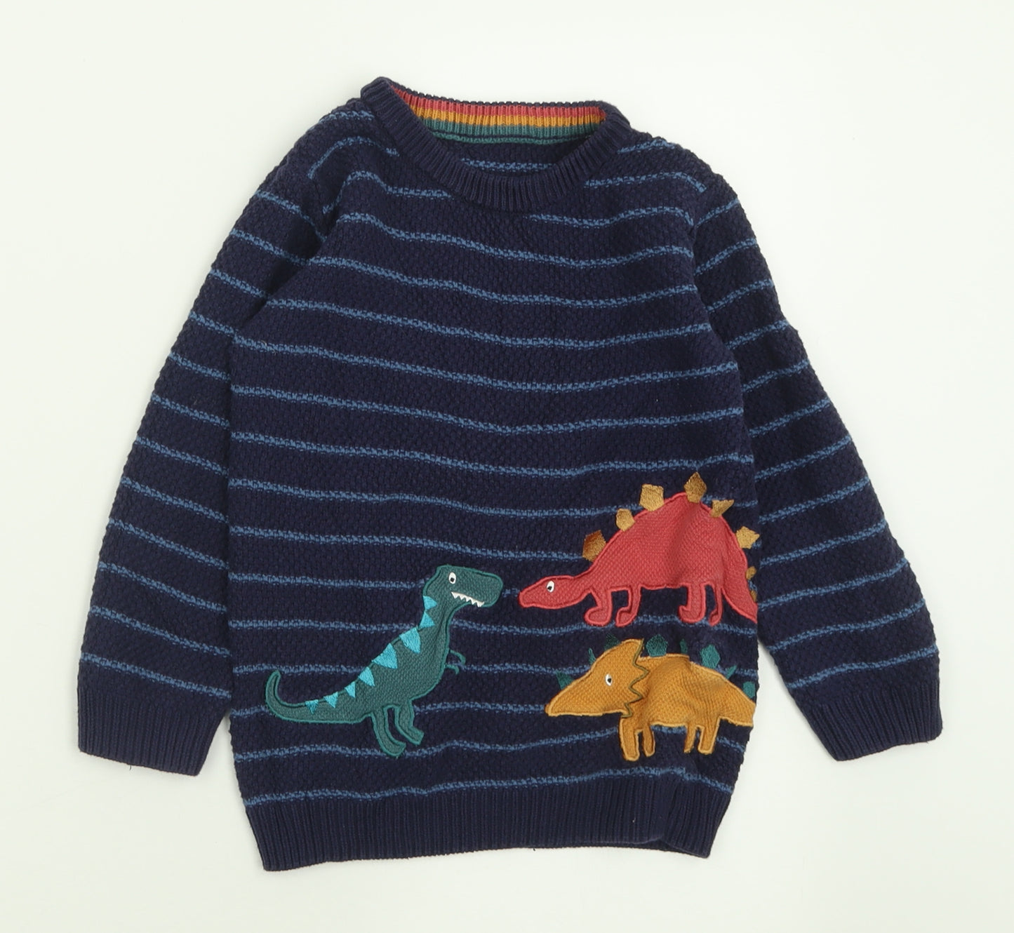 Nutmeg Boys Blue Crew Neck Striped Cotton Pullover Jumper Size 5-6 Years  Pullover - DInosaurs